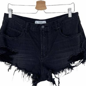 Abercrombie & Fitch High Rise Denim Cut Off Shorts in Black Size 14 / 32